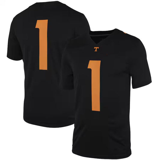 #1 T.Volunteers Dark Mode Game Jersey ¡§C Black College Jerseys