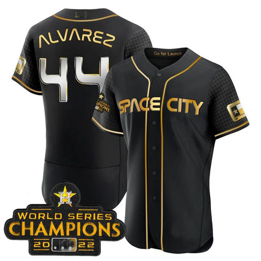 #44 Yordan Alvarez Houston Astros black 2023 SPACE CITY CHAMPIONS FLEX JERSEY ¨C ALL STITCHEDBaseball Jerseys