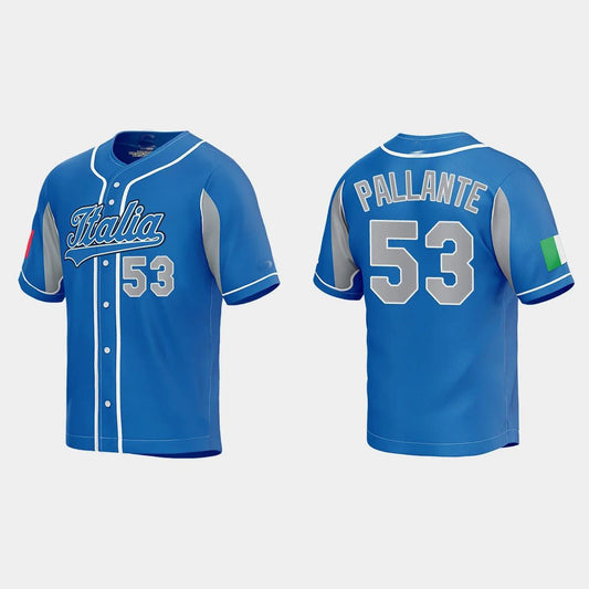 #53 ANDRE PALLANTE ITALY BASEBALL 2023 WORLD BASEBALL CLASSIC JERSEY ¨C ROYAL Stitches Baseball Jerseys