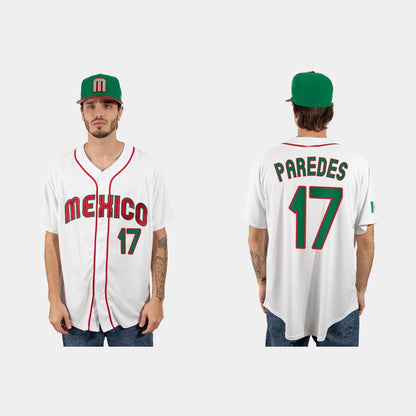 #17 ISAAC PAREDES MEXICO BASEBALL 2023 WORLD BASEBALL CLASSIC JERSEY ¨C WHITE Stitches Baseball Jerseys