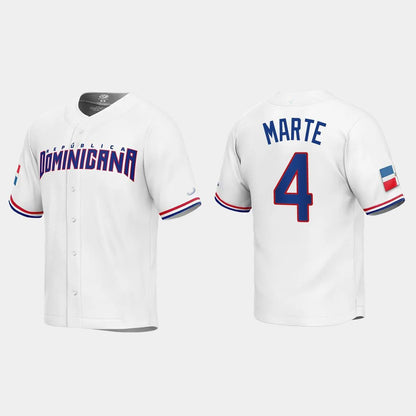 #4 KETEL MARTE DOMINICAN REPUBLIC BASEBALL 2023 WORLD BASEBALL CLASSIC REPLICA JERSEY ¨C WHITE Stitches Baseball Jerseys