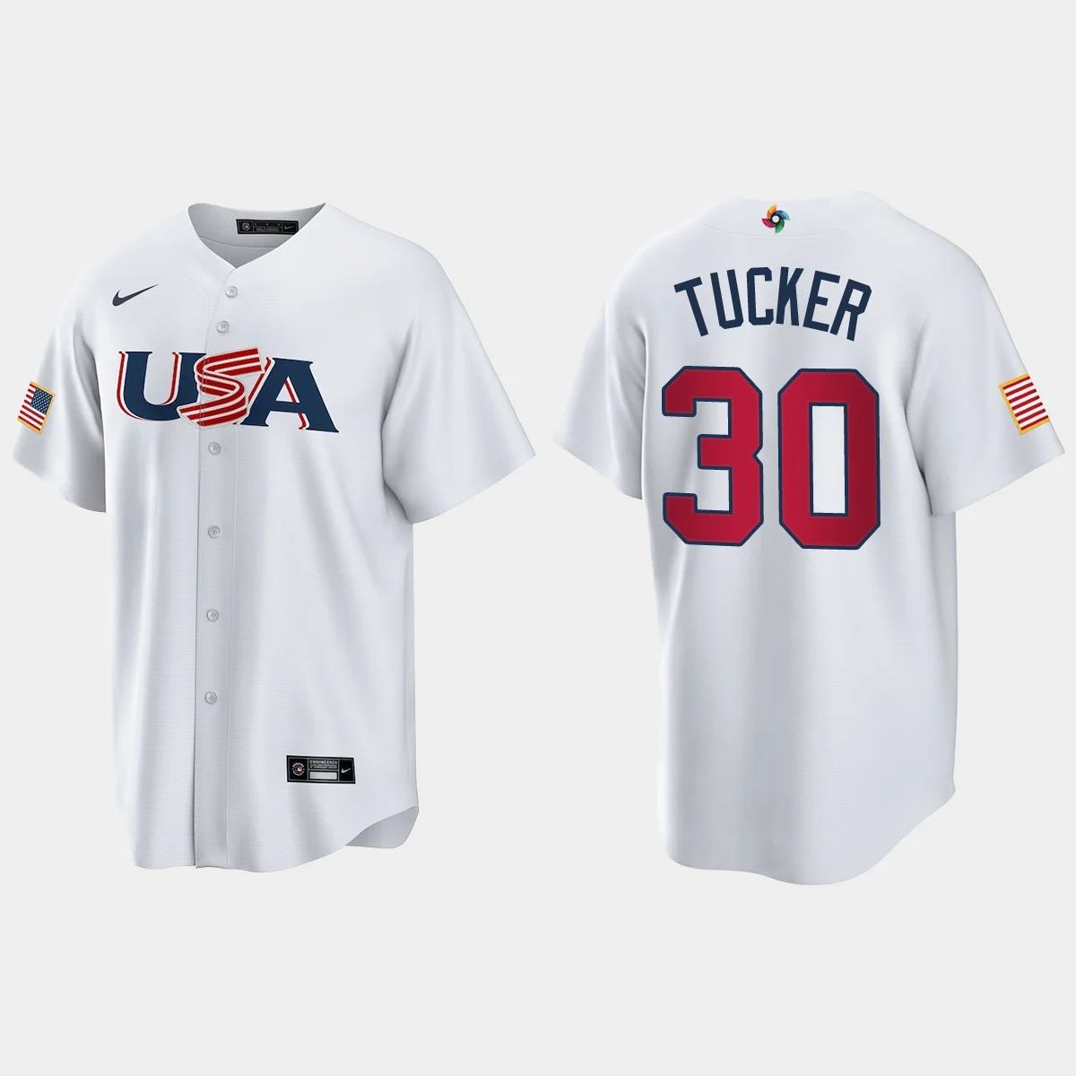 #30 KYLE TUCKER HOUSTON ASTROS 2023 WORLD BASEBALL CLASSIC USA REPLICA JERSEY ?¡ìC WHITE Stitches Baseball Jerseys