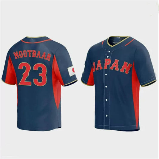 #23 Lars Nootbaar Japan Baseball 2023 World Baseball Classic Jersey ¨C Navy Stitches Baseball Jerseys