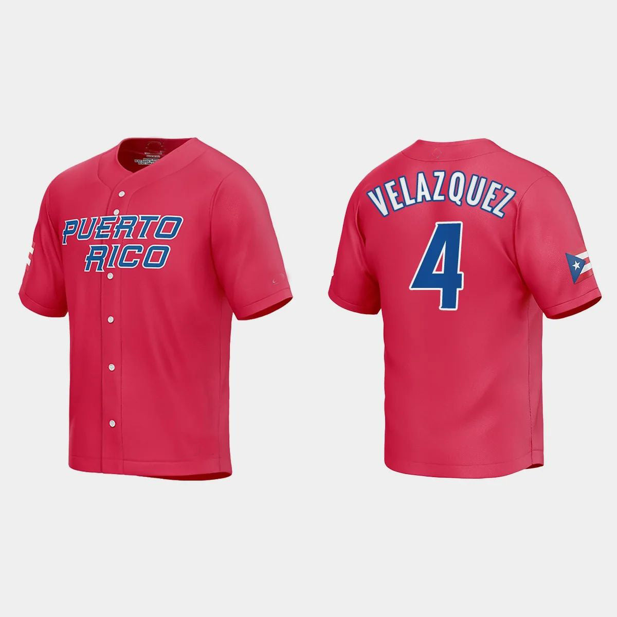 #4 NELSON VELAZQUEZ PUERTO RICO BASEBALL 2023 WORLD BASEBALL CLASSIC JERSEY ¨C RED Stitches Baseball Jerseys