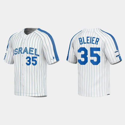 #35 RICHARD BLEIER ISRAEL BASEBALL 2023 WORLD BASEBALL CLASSIC JERSEY ¨C WHITE Stitches Baseball Jerseys