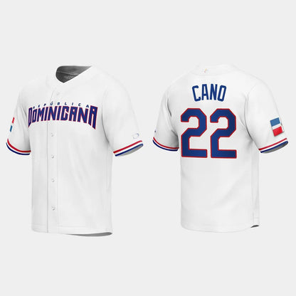 #22 ROBINSON CANO DOMINICAN REPUBLIC BASEBALL 2023 WORLD BASEBALL CLASSIC REPLICA JERSEY ¨C WHITE Stitches Baseball Jerseys