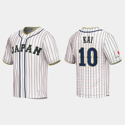 #10 TAKUYA KAI JAPAN BASEBALL 2023 WORLD BASEBALL CLASSIC JERSEY ¨C WHITE Stitches Baseball Jerseys