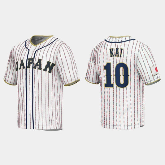 #10 TAKUYA KAI JAPAN BASEBALL 2023 WORLD BASEBALL CLASSIC JERSEY ¨C WHITE Stitches Baseball Jerseys