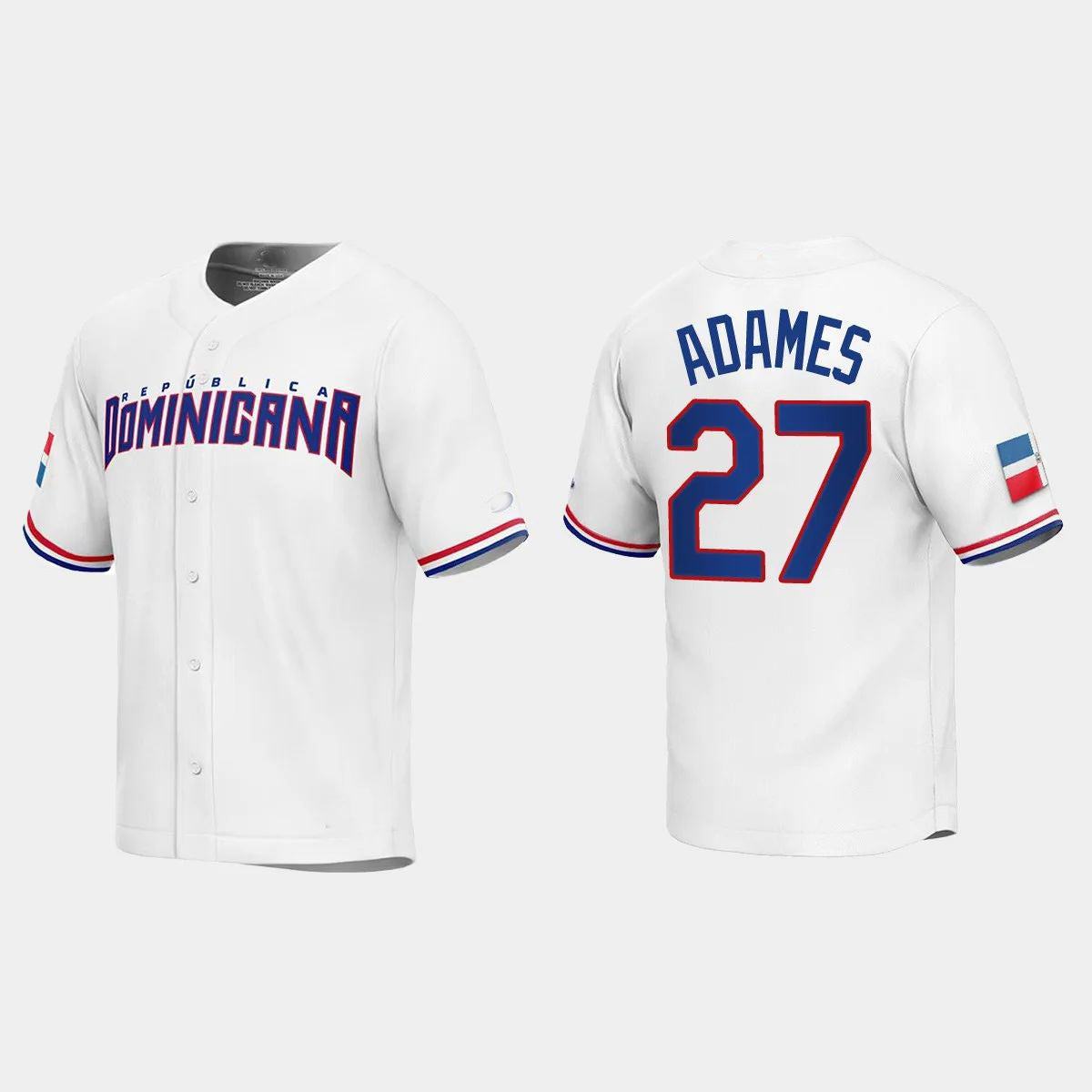 #27 WILLY ADAMES DOMINICAN REPUBLIC BASEBALL 2023 WORLD BASEBALL CLASSIC REPLICA JERSEY ¨C WHITE Stitches Baseball Jerseys