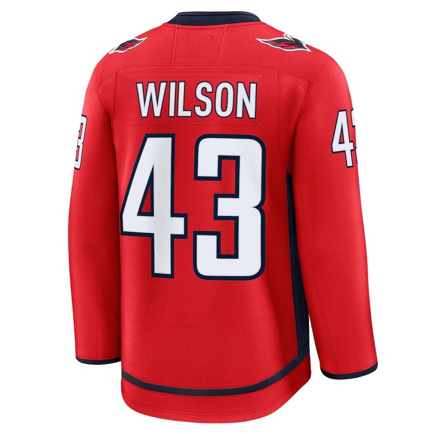 W.Capitals #43 Tom Wilson Fanatics Home Premium Jersey - Red Stitched American Hockey Jerseys