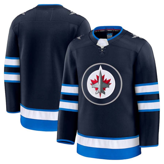 W.Jets Fanatics Home Premium Jersey - Navy Stitched American Hockey Jerseys