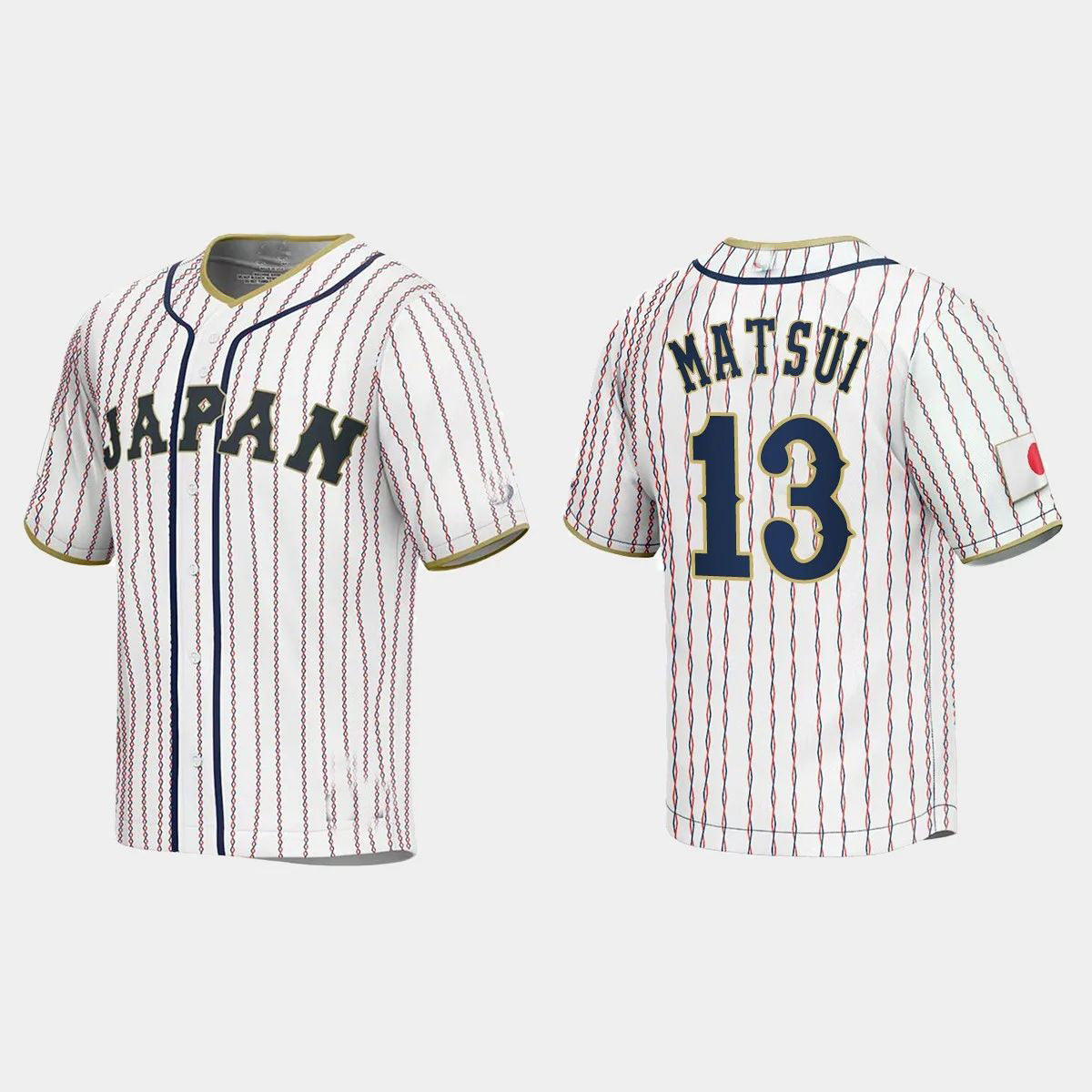 #13 YUKI MATSUI JAPAN BASEBALL 2023 WORLD BASEBALL CLASSIC JERSEY ¨C WHITE Stitches Baseball Jerseys