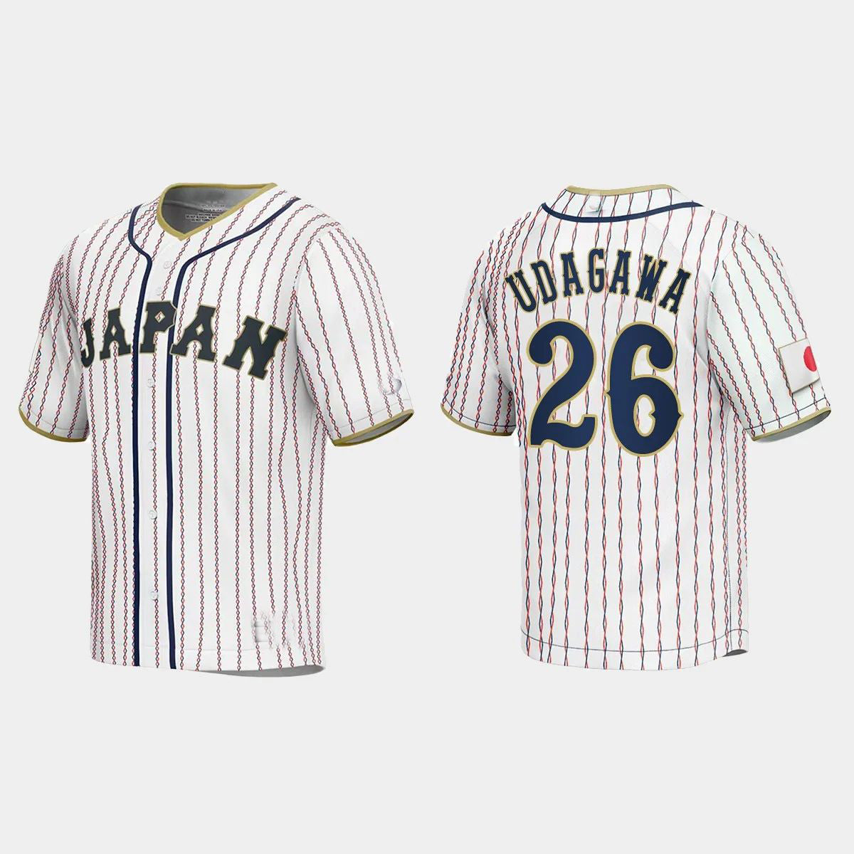 #26 YUKI UDAGAWA JAPAN BASEBALL 2023 WORLD BASEBALL CLASSIC JERSEY ¨C WHITE Stitches Baseball Jerseys