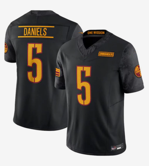 W.Commanders #5 Jayden Daniels Player Black Vapor F.U.S.E. Limited Football Jerseys